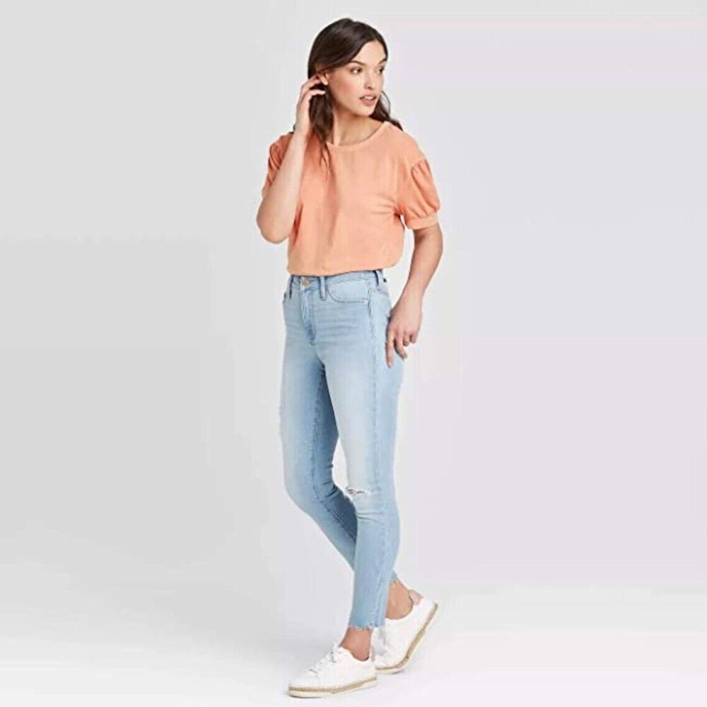 Universal Thread Women's Size L Puff Peach Short Sleeve T-Shirt Comfort Casual